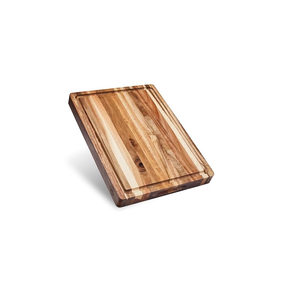 Sonder Los Angeles, Thick Sustainable Acacia Wood Cutting Board for Kitchen with Juice Groove, Sorting Compartment, Charcuterie 16x12x1.5 in (Gift Box Included)
