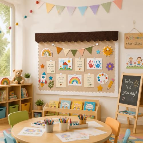 Image of Climberty Scalloped Bulletin Board Felt Cork Pin Board