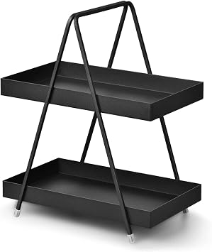 2 Katlı Siyah Metal Banyo ve Mutfak Rafı Model 1