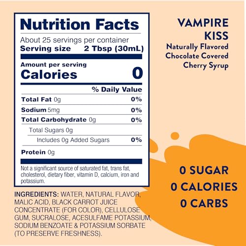 Image of Jordan's Skinny Mixes Sugar Free Coffee Syrup, Holiday Vampire Kiss Coffee Flavoring Syrup, Zero Calorie Drink Mix for Lattes, Baking, Protein Shake, Dairy & Gluten Free, Kosher, 25.4 Fl Oz