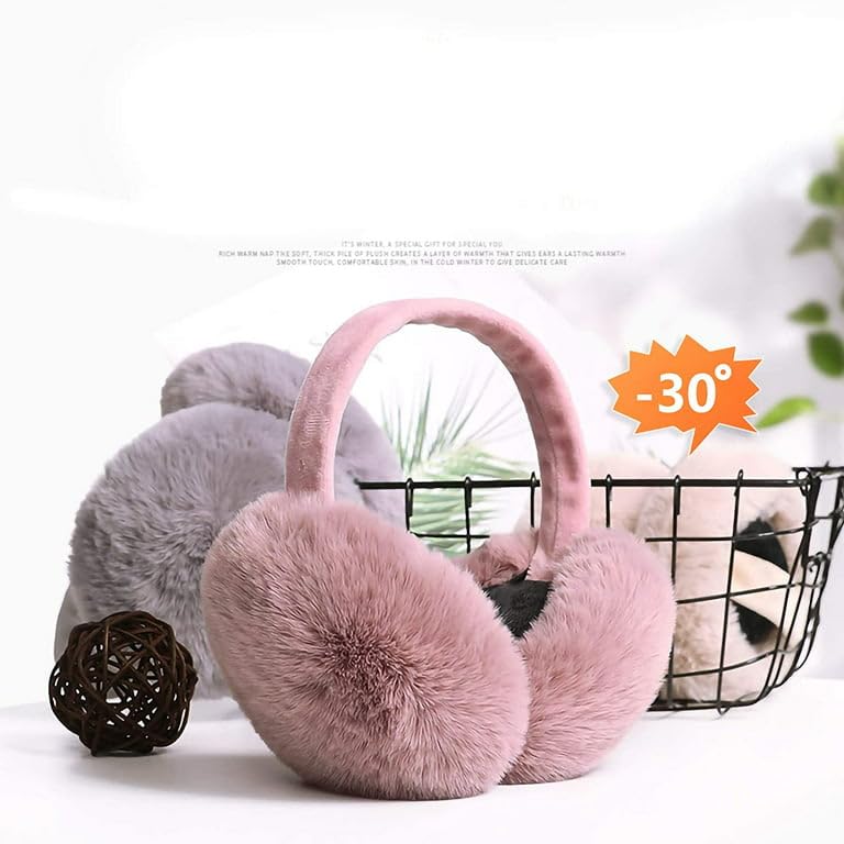 Image of Girl Winter Earmuffs Outdoor Wear Soft Faux Fur Plush Ear Warmer Minnie Design Windproof Woolen Warm Ear Muff Men & Women (Freesize)