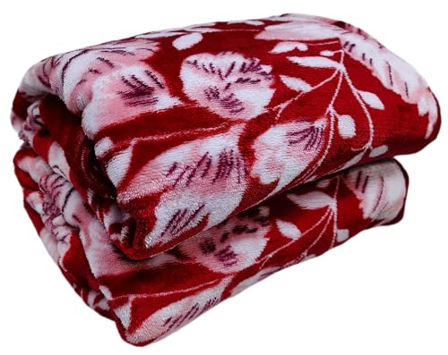 Image of Winter Premium Flannel Velvet Warm Duvet Cover Quilt Cover | Rajai Cover | Blanket Cover | Comforter Cover Single Size 60x100 inches Woollen (Red and White., Single Bed)
