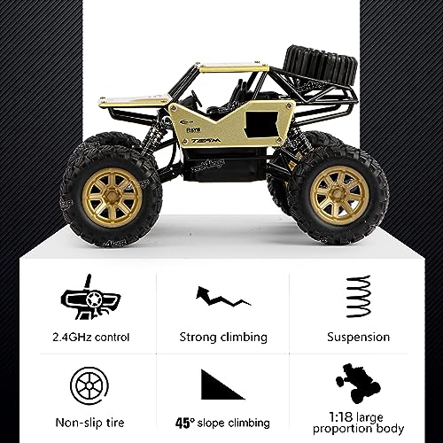 Image of Zest 4 Toyz Remote Control 1:18 Rock Crawler 2WD High Speed Rechargeable Off-Road Monster Truck | Car for Boys 10 Years | Kids Toy - Golden