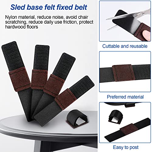32 Stück Bodenschoner für Stühle, Stuhlbeinschoner Klettverschluss, Parkettschoner, Geeignet für Schlittensitze, Schaukelstuhl Rutschfestigkeit und Lärmreduzierung (32)