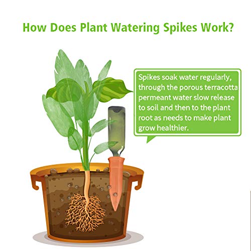 Plant Watering Stakes, Automatic Self Plant Watering Spikes Devices System, Terracotta Plant Waterer Self Irrigation Watering System for Garden Indoor and Outdoor Potted Plants in Vacation, 8 Pack