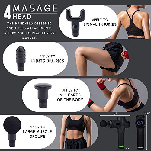 20 Speeds Massage Gun with Touch Screen, Cordless Handheld Deep Tissue Muscle Massager, Chargeable Percussion Device Super Quiet - Thumbnail 4