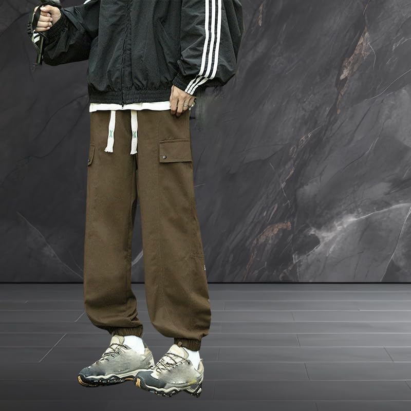 USTZFTBCL Uomo Primavera Estate Locker Seduto Cargo Jogger con polsini gamba larga, alla moda, sportivo casual