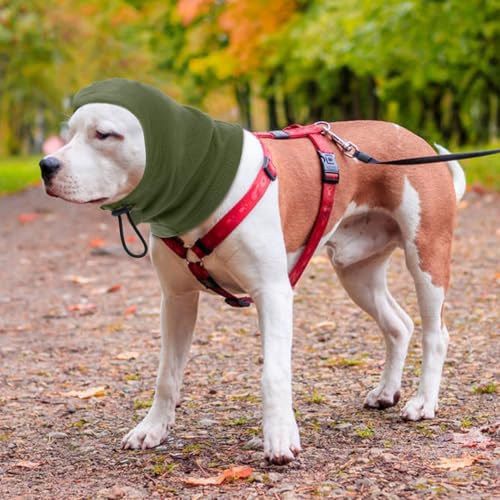 Katzinst Hunde-Schlauchschal für Den Hals und Ohrenwärmer für Hunde, Ohrenschützer, Angstlinderung und Beruhigung von Hundeohren,Reduziert Lärm,Grün‌ S