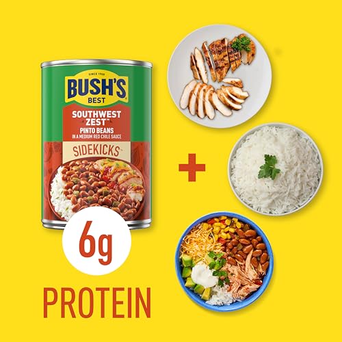 Image of Bush's Best Southwest Zest Pinto Beans, 15 oz, (Pack of 12) | Canned, Source of Plant Based Protein and Fiber, Low Fat, Gluten Free
