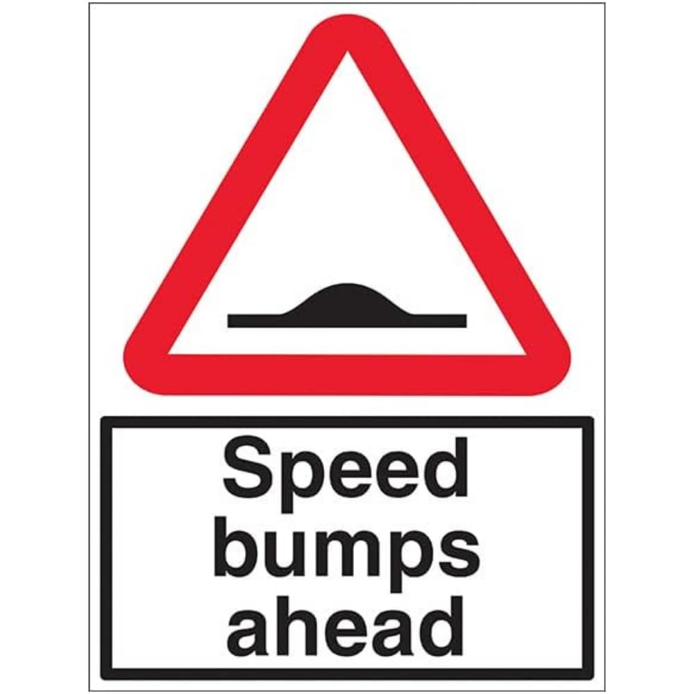 V Safety Speed Bumps Ahead - 600x800mm 3mm Aluminium Composite Safety Sign, Multi, 600 x 800 mm