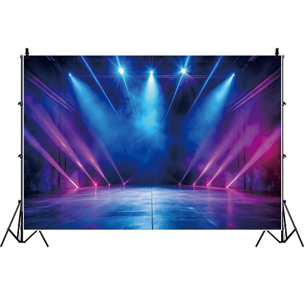 3x2.5m Concerto Palco Sfondo Rosa Blu Riflettore Musica Fotografia Sfondo Discoteca Bar Piattaforma Spettacoli Festa Banner Baby Shower Ritratto Adulto Studio Photobooth Props