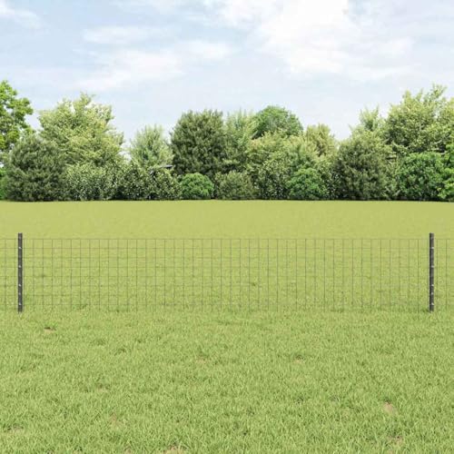 INLIFE Zaunpfosten 22 pcs Grau Metall,Heimwerkerbedarf,Hauseinzäunung,Zaunpfosten & -querlatten,Grau,12 KG,3335928