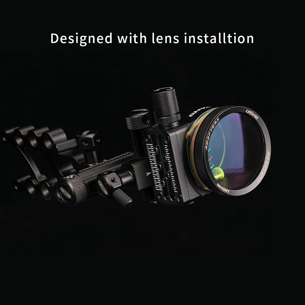 5 Pin Bow Sight, 019 Fiber Optics Archery Sight with 8X Magnification Sight Lens, Windage & Elevation Micro Adjustment
