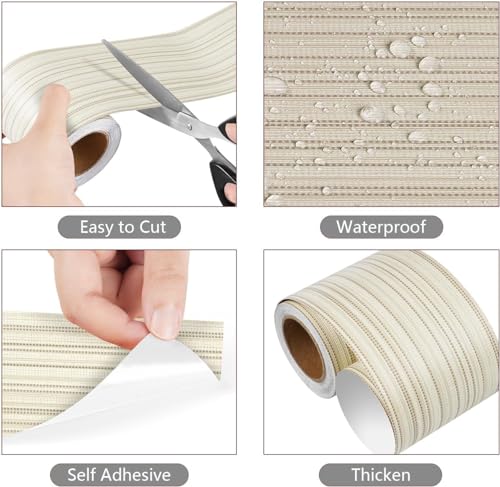 Cenefa para paredes beige de 6 metros YENHOME para cambiar el estilo visual del dormitorio 3