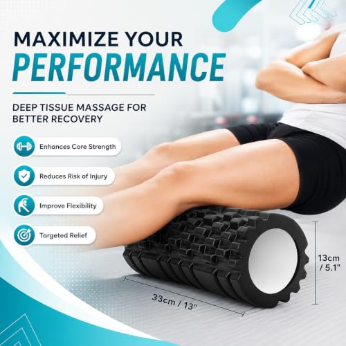 Image of Deep Tissue Massage Foam Roller for Back, Hip, Leg & Calf Relief