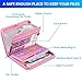 ENGPOW Accordion File Organizer,Fireproof Expanding File Folder with Multi Pockets,13 Pockets Document Organizer with Handle & Labels,Portable Home Travel Safe Storage Folder for Letter A4 Files,Pink