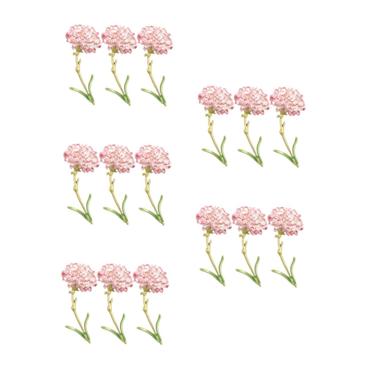 5Sets Carnation Pins Rhinestone Clips Pin Flower Broche Broche Vintage Decor Button Ropa Ropa Joyería Accesorio de Zinc Pink 3pcs*5