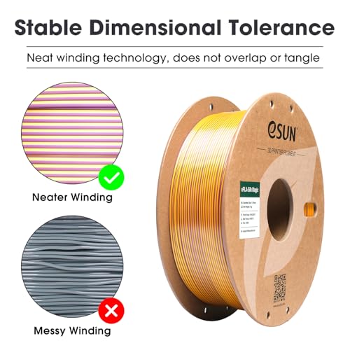 Image of eSUN Silk Magic PLA Filament 1.75mm, Shiny Silk Dual Color Co Extrusion 3D Printer Filament, 1KG (2.2 LBS) Spool 3D Printing Color Change Filament for 3D Printers, Purple Gold