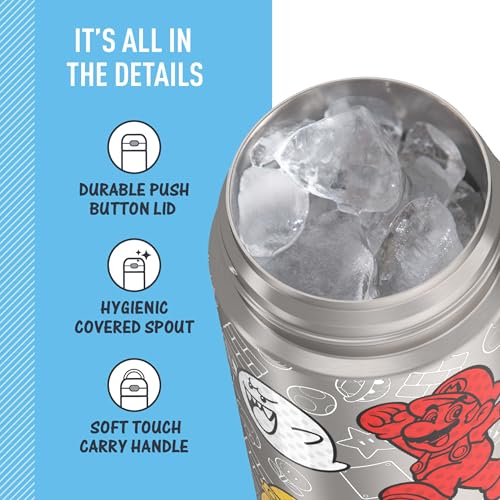 THERMOS FUNTAINER 16 Ounce Stainless Steel Vacuum Insulated Bottle with Spout and Locking Lid, Mario by Thermos - Image 3