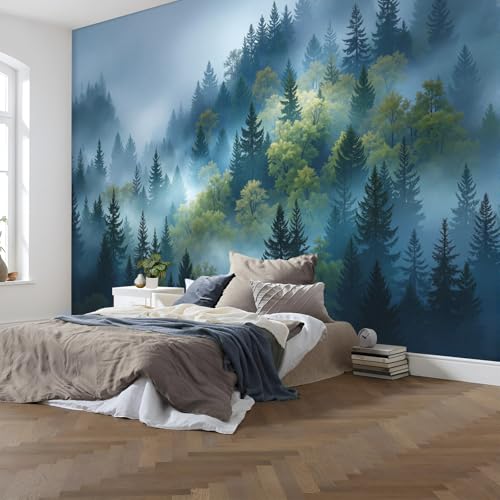 Mural de Pared de Pinos 200X140Cm Papel Pintado Verde Bosque 5