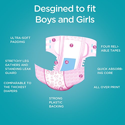 Image of Littleforbig Adult Printed Diaper 10 Pieces - Nursery Pink (Medium 28 inch-38 inch)