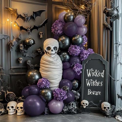 Image of Dark Purple Balloons Double Stuffed Purple Balloon Garland Pastel Lavender Balloons Different Sizes Latex Plum Balloon Arch Kit For Birthday Baby Shower Bachelorette Hotel Transylvania Encanto Party