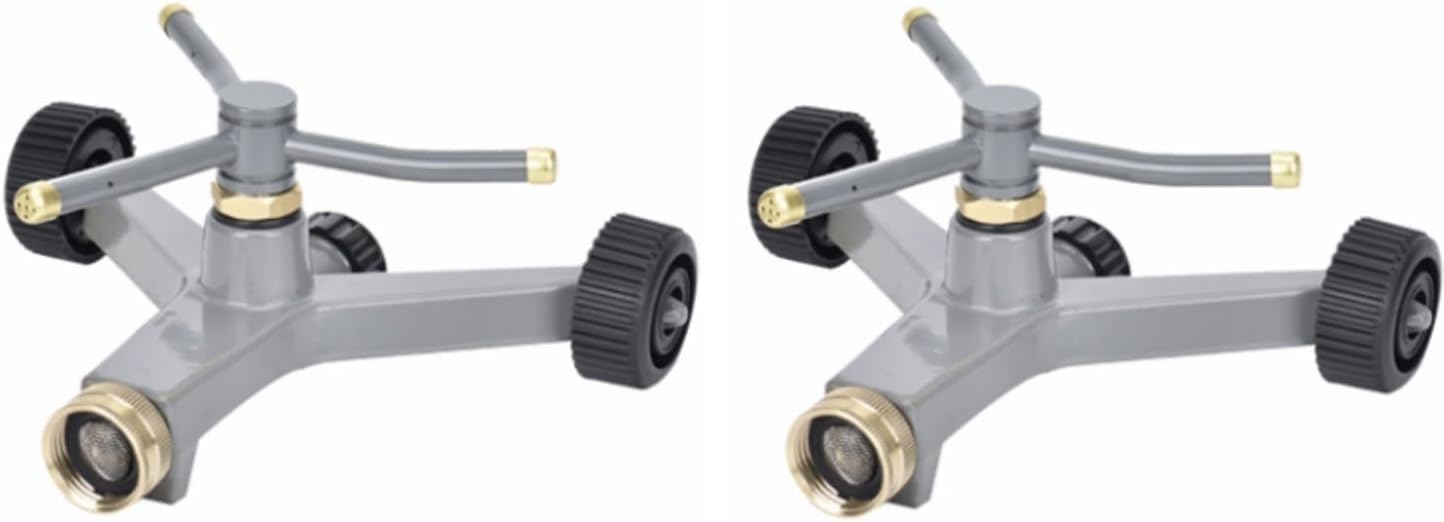 Green Thumb 3 Arm Metal Whirling, Spinning Lawn & Garden Sprinkler - Pack of (2)