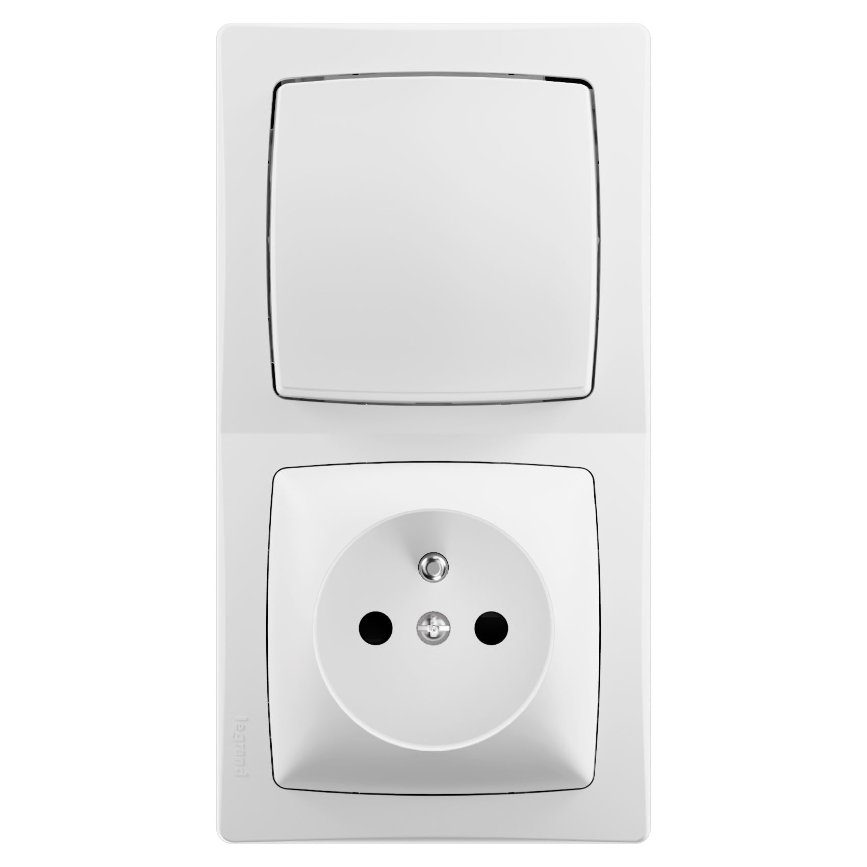 LEGRAND Interrupteur et Prise 2P+T Les Apparents, Complet blanc, Montage vertical en saillie, installation facile sans boîte à encastrer
