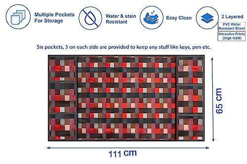 Image of Stylista Refridgerator top Cover Suitable for Samsung RR24C2823S8 /NL, 223 Liter Fridge, Dimension (WXD) 65x111 CM, Lattice Pattern Red