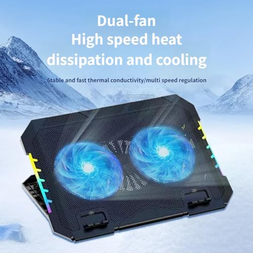 Refrigerador para laptop gaming con 2 ventiladores y LED miniatura 6