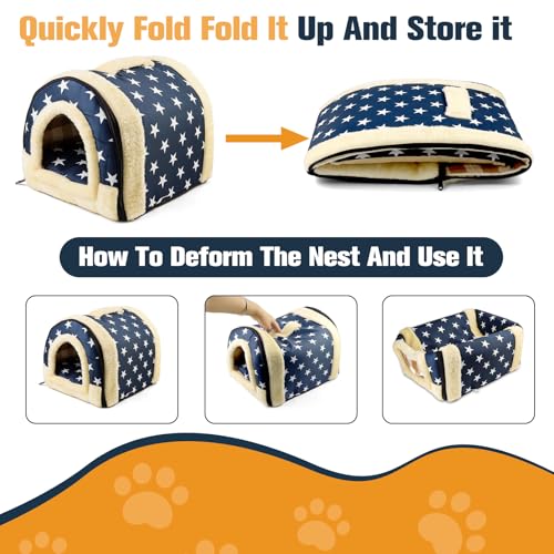 QUTHZZHY Katzenhaus Indoor, Warmes Höhlennest Katzen, 2-in-1 Katzenhaus für Drinnen, Katzenbett Höhle Hundehöhle mit Abnehmbarem Kissen, Waschbar, für Katzen & Kleine Hunde, 37x32x30cm