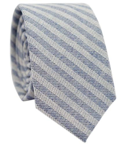 Image of BELLUNO Men's 2.5 inch Skinny Solid Cotton Linen Ties