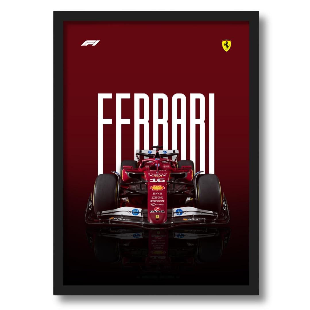 ArtAction Scuderia Ferrari Formula One Wall Frame Poster | Automotive Poster Art for Living Room, Bedroom & Office | A4 Size | Framed Ferrari Car Poster | Stylish Gift for Men, Boys & F1 Fans