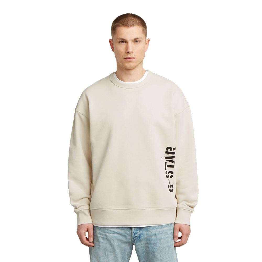 G-Star Men's White (Whitebait D27096-E124-1603) Sprayed 89 Gr Loose R Sw Sweater, Xl