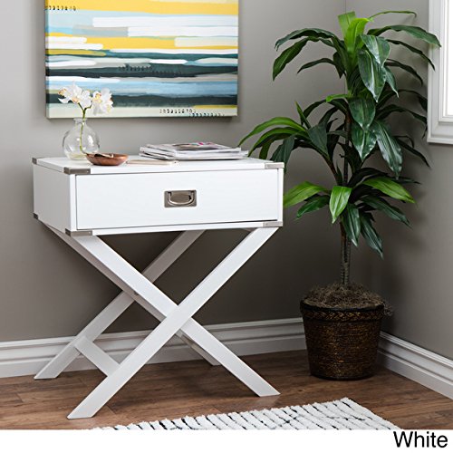 Kenton Wood Accent Table with X Base (White)