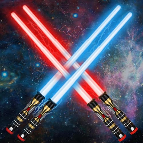 Image of TOY Life Light Up Saber - 4 Pack Lightup Saber, Telescopic Extendable & Collapsable, LED Light Sword Set with Motion Sensitive FX Sound, Light Up Sword for Kids Adults
