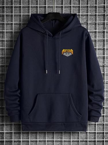 Image of Dagcros Hoodies Fleece Lined Casual Sweatshirts Athletic Printed Workout Pullover with Kangaroo Pocket for Men's
