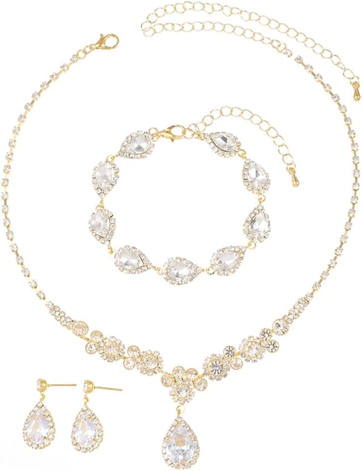 FDEETY Conjunto Joyería Lágrima Cristal Brillante...