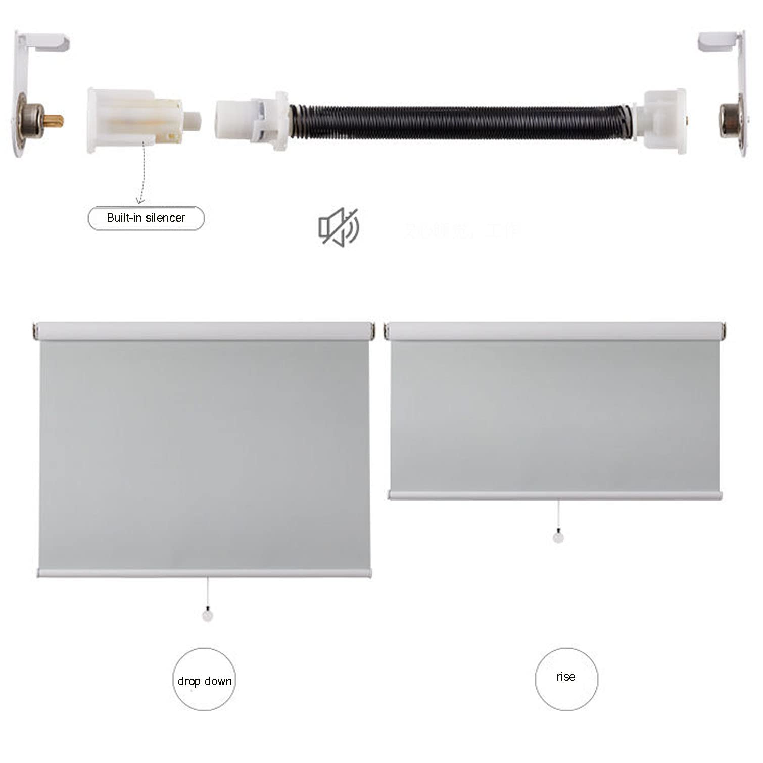 Persianas enrollables opacas inalámbricas, automáticas, con resorte, impermeables, resistentes a los rayos UV, ideales para cocina, baño, oficina, personalizables (90 x 240 cm)