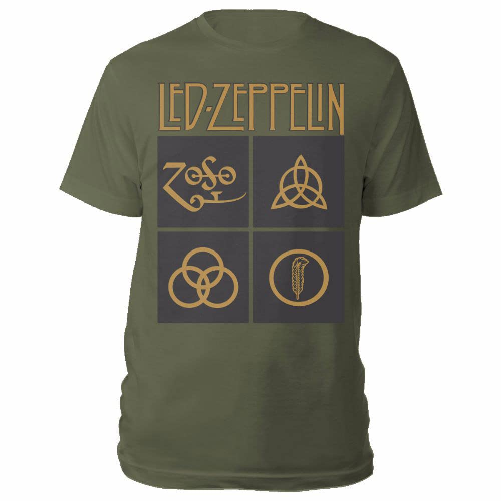 Led Zeppelin Gold Symbols Official Tee T-Shirt Mens Unisex (Small)