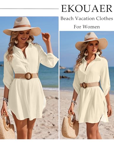 Image of Ekouaer Swimsuit Coverup for Women Bathing Suit Cover Up 2026 Summer Beach Vacation Outfits