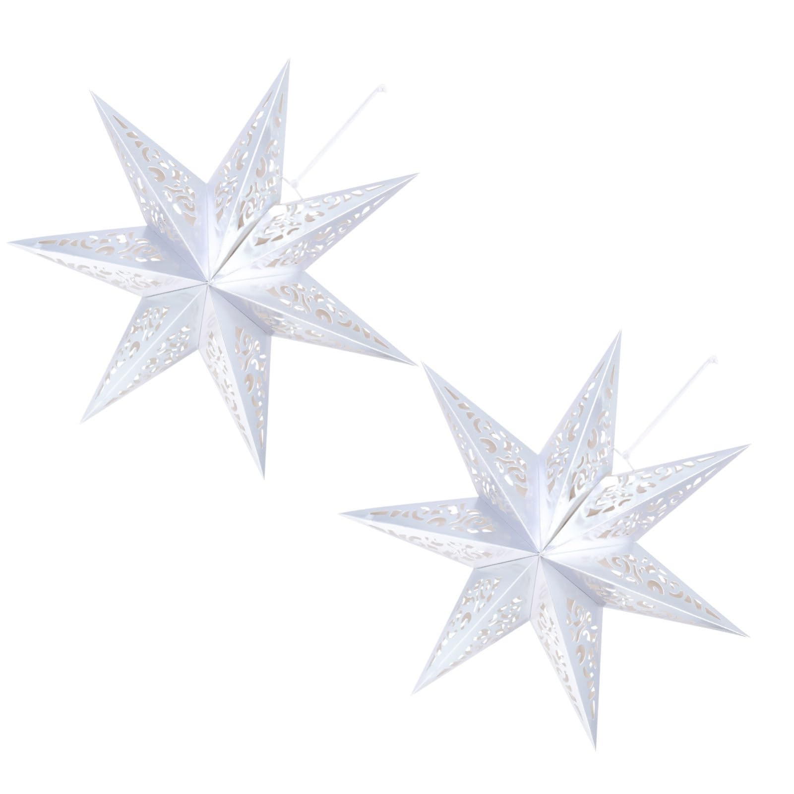 LIOOBO 7 Point Paper Stars Lantern: 2Pcs Hollow Lampshade, Christmas Atmosphere Lampshade, Star Lamp Shade