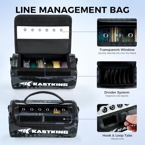 KastKing BaitSpace Line Management Bag, Fishing Line Storage Bag with Water Resistant Nylon, Clear View Window, Removable Divider for Up to 10 Spools, Tangle-free Leader Line Holder by KastKing - Image 2