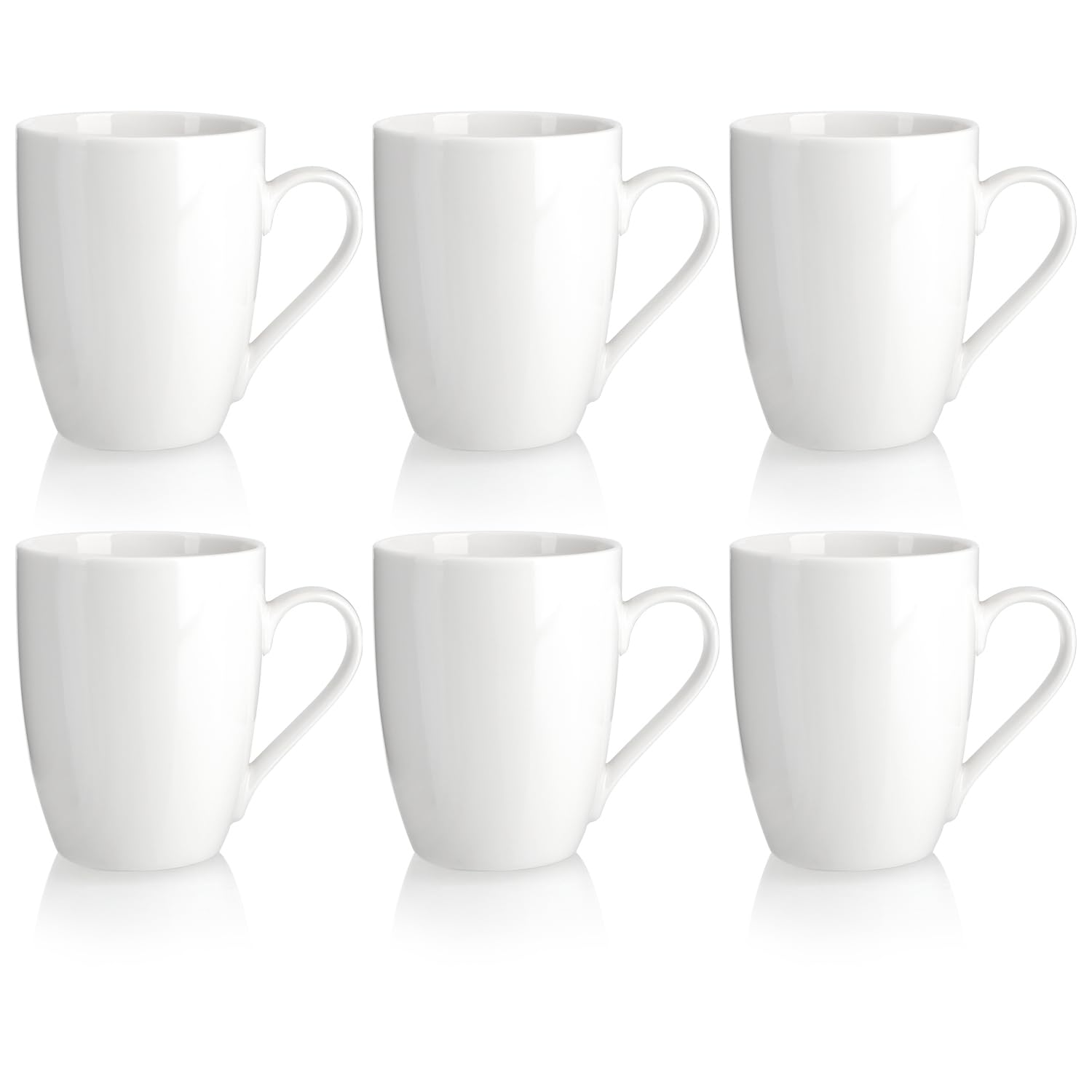 com-four® 6x Kaffeetassen aus Keramik - Kaffee-Becher in modernem Design - Basic Kaffeepott White für Kalt- und Heißgetränke - weiße Henkeltasse - Trinkbecher 300 ml