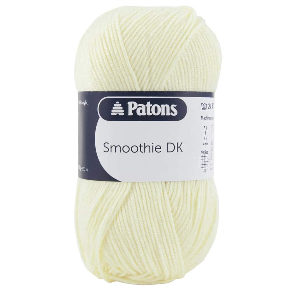 Patons Smoothie Double Kntting Yarn (DK) / 100g Balls and 100% Acrylic Machine Washable Yarn - 16 Colours in The Range - Colour 2010- Pale Yellow - 2 x 100g Balls