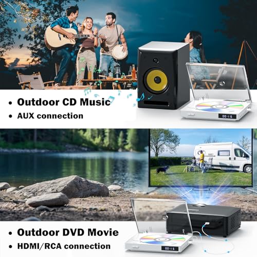 Mini DVD Players with USB Port, HDMI/RCA Output with Mini DVD Players for TV, Supports All Region NTSC/PAL up to 1080P, USB Input Design, Include Remote Control