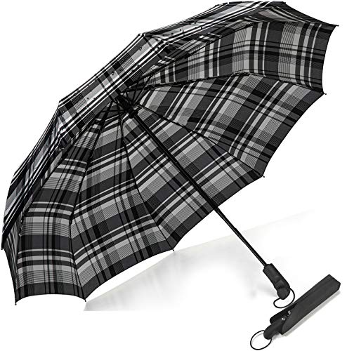 Preisvergleich Produktbild Regenschirm Taschenschirme 10 Ribben, Bulliant Regenschirm Leicht Kompakt Windsicher Auf-Zu-Automatik,Teflon-Beschichtung Mit Trockenbeutel