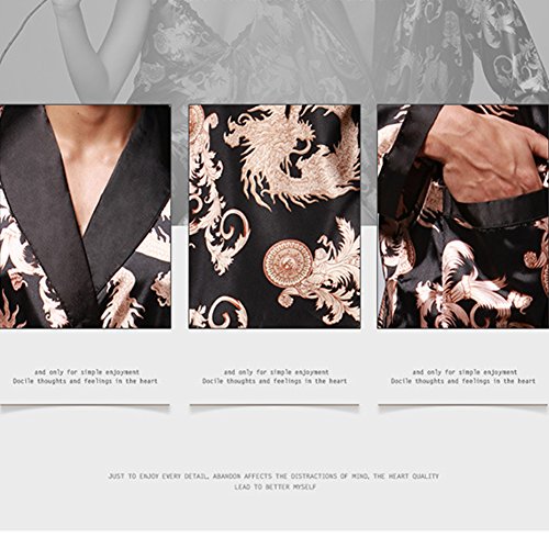 Image of ZUEVI Men's Kimono Robe Silk Satin Long Sleeve Spa Bathrobe Lightweight Soft Silky Pajamas Robes