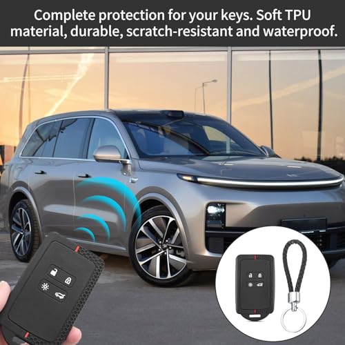 ZQLR-Y Car Key Card Case Set, Kadjar Key Cover with Keychain, Key Cover 4 Buttons Keyless for Twingo, Kadjar, Megane (IV/4) - Image 5