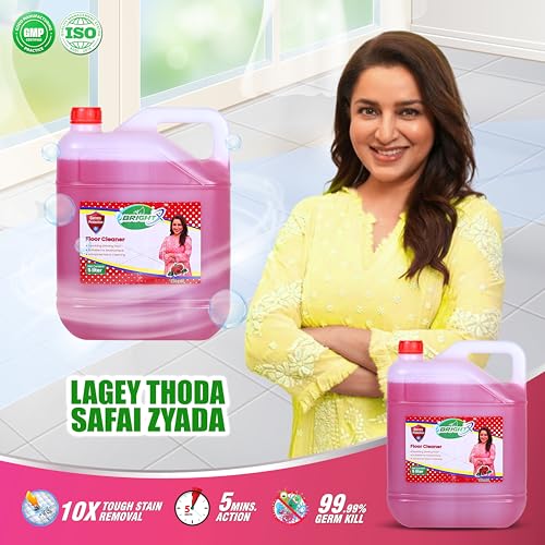 Image of BrightX Floral Floor Cleaner 5 Litre | Multipurpose Floor Cleaning Liquid | Long Lasting Floral Fragrance | Removes Tough Dirt & Germs | Ideal for Large Homes & Commercial Use